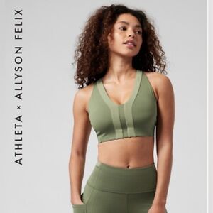 Athleta Allyson Felix Legend V-Neck Bra Size Medium Green